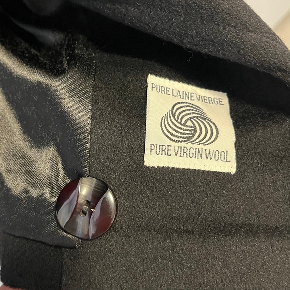 Vintage 80s Made in Canada Virgin Wool Coat Suede Appliqué Floral Cord Bead M/L - Picture 9 of 13